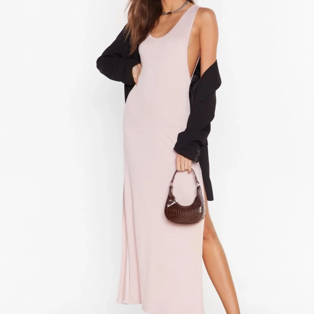 NWT Nasty Gal sexy Black maxi with side slits “my ride or side” midi dress Sz 6 - Picture 3 of 13